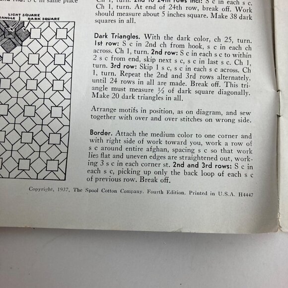 Vintage 1937 Crocheted Knitted Afghans Instruction Booklet Book 100 - Picture 3 of 7